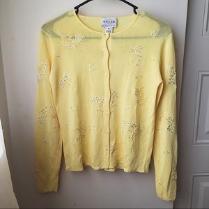Oscar by Oscar de la Renta Yellow Cardigan Size XS